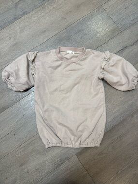 Girls Puff Sleeve Sweatshirt in Light Mauve